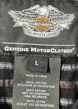 Load image into Gallery viewer, Harley Davidson Mens Black Cotton Striped Long Sleeve Button-Up Shirt Size L