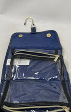 Load image into Gallery viewer, Adrienne Vittadini Womens Blue Damask Print Jewelry Toiletry Travel Makeup Bag
