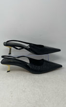 Load image into Gallery viewer, Zara Womens Black Leather Pointed Toe Slip-On Slingback Heels Size EU 42