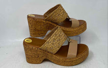 Load image into Gallery viewer, Italian Shoemakers Womens Brown Raffia Leather Wedge Heel Slide Sandals Size 7