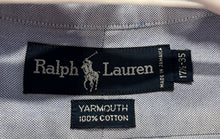 Load image into Gallery viewer, Ralph Lauren Mens Gray Cotton Collared Long Sleeve Dress Shirt Size 17 1/2
