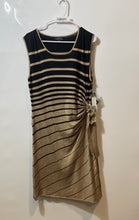 Load image into Gallery viewer, Tahari Arthur S. Levine Womens Tan Brown Black Striped Wrap Dress Size XL W/ Tag