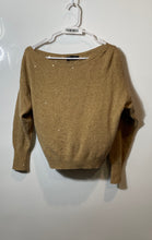 Load image into Gallery viewer, Banana Republic Womens Brown Sequin Boatneck Ribbed Hem Pullover Sweater Size S