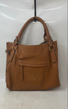 Load image into Gallery viewer, Jessica Simpson Womens Brown Leather Double Handle Zipper Shoulder Handbag