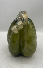 Load image into Gallery viewer, Green Glass Speckled Pattern Hand Blown Home Decorative Pumpkin With Curly Stem