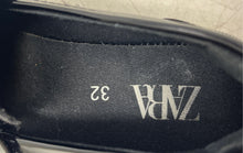 Load image into Gallery viewer, Zara Girls Black Leather Slip-On Round Toe Penny Loafer Shoes Size EUR 32