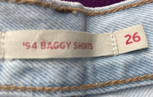 Load image into Gallery viewer, Levi's Womens Blue Denim Light Wash Frayed Hem '94 Baggy Bermuda Shorts Size 26