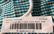 Load image into Gallery viewer, Tommy Hilfiger Mens Green White Gingham Short Sleeve Button-Up Shirt Size L