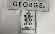 Load image into Gallery viewer, George Mens White Long Sleeve Spread Collar Pockets Dress Shirt Size M