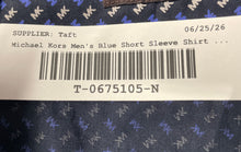 Load image into Gallery viewer, Michael Kors Mens Blue Monogram Print Slim Fit Button-Up Shirt No Size