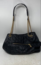 Load image into Gallery viewer, Karl Lagerfeld Womens Black Gold-Tone Leather Inner Pockets Shoulder Bag