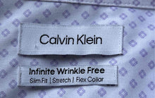 Load image into Gallery viewer, Calvin Klein Mens White And Purple Long Sleeve Slim Fit Dress Shirt Size XL 17