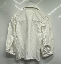 Load image into Gallery viewer, Zara Womens White Denim Collared Long Puff Sleeve Button-Up Shirt Size XS