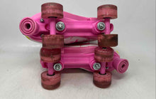 Load image into Gallery viewer, Mattel Girls White & Pink Barbie Print Lace-Up Quad Wheel Roller Skates Size 3-6