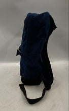 Load image into Gallery viewer, True Religion Mens Blue Denim Metal Plate Logo Adjustable Straps Zipper Backpack