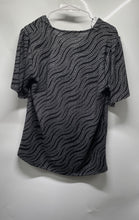 Load image into Gallery viewer, Michael Kors Womens Black Chain Print Short Sleeve V-Neck Blouse Top Size L