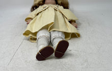 Load image into Gallery viewer, Cathay Collection Yellow Embroidered Dress Ceramic Hat Girls Porcelain Doll