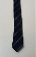 Load image into Gallery viewer, Hugo Boss Mens Black Striped Print Keeper Loop Adjustable Formal Pointed Tie