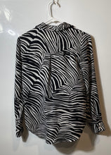 Load image into Gallery viewer, Ann Taylor Womens Black White Animal Print Button Front Blouse Top Size XXSP