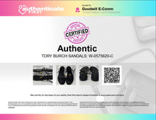 Load image into Gallery viewer, Authentic Tory Burch Womens Capri Black Leather Thong Sandals Size 8.5M Damaged
