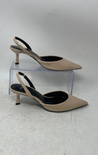 Load image into Gallery viewer, Mango Womens Beige Leather Pointed Toe Kitten Slingback Heels Size EUR 36