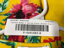 Load image into Gallery viewer, Express Womens Yellow Floral Flutter Sleeve V-Neck Blouse Top Size Large