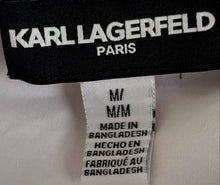 Load image into Gallery viewer, Karl Lagerfeld Womens White Graphic Print Long Sleeve Button-Up Shirt Size M
