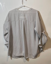 Load image into Gallery viewer, Express Womens White Black Polka Dot Long Roll Tab Sleeve Blouse Top Size XL