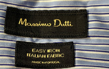 Load image into Gallery viewer, Massimo Dutti Mens Blue Striped Long Sleeve Easy Iron Dress Shirt Size 15