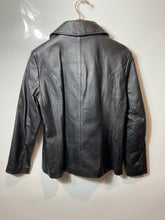 Load image into Gallery viewer, East 5th Womens Black Leather Long Sleeve Spread Collar Full-Zip Jacket Size S