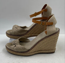 Load image into Gallery viewer, Authentic Tory Burch Womens Macy Beige Wedge Espadrille Sandals Sz 10.5B Stained