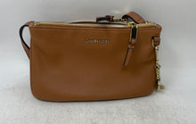 Load image into Gallery viewer, Calvin Klein Womens Brown Faux Leather Zipper Adjustable Strap Shoulder Bag