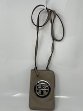 Load image into Gallery viewer, Authentic Tory Burch Womens Gray Card Holder Zipper Crossbody Bag Stained