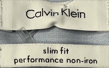 Load image into Gallery viewer, Calvin Klein Mens Blue Printed Cotton Slim Fit Non-Iron Dress Shirt Size 16 1/2