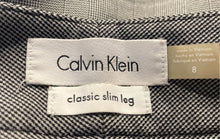 Load image into Gallery viewer, Calvin Klein Womens Gray Printed Pleated Front Classic Slim Leg Dress Pants Sz 8