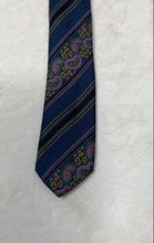 Load image into Gallery viewer, Pierre Cardin Mens Blue Striped Paisley Print Silk Adjustable Designer Tie