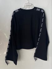 Load image into Gallery viewer, VVV The Brand Unisex Black Cropped Tape Crew Neck Pullover Sweater Size Small