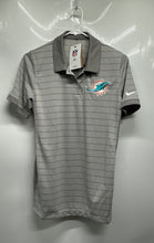 Load image into Gallery viewer, Nike Mens Gray Striped Miami Dolphins Dri-Fit NFL Short Sleeve Polo Shirt Size S