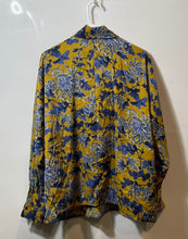 Load image into Gallery viewer, Banana Republic Womens Mustard Blue Floral Print Long Sleeve Blouse Top Size XL
