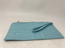 Load image into Gallery viewer, Juicy Couture Womens Blue Deboss Logo Leather Top Zipper Wristlet Wallet
