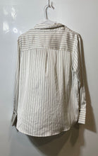 Load image into Gallery viewer, Maison D'Amelie Paris Womens White Striped Long Sleeve Button-Up Shirt Size M