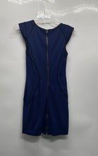 Load image into Gallery viewer, Express Womens Blue Round Neck Cap Sleeve Stretch Back Zip Mini Dress Size 0