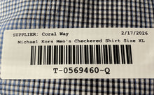 Load image into Gallery viewer, Michael Kors Mens Blue Gray Checkered Long Sleeve Button-Up Shirt Size XL