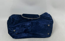 Load image into Gallery viewer, Studio 33 Womens Blue Velvet Double Handle Pockets Zip Top Lined Satchel Handbag