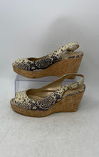 Load image into Gallery viewer, Stuart Weitzman Womens Jean Beige Black Snakeskin Wedge Slingback Sandals Sz 10M