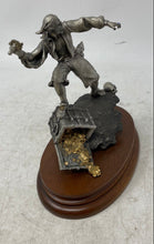 Load image into Gallery viewer, Collectible Silver Brown David LaRocca Pirate Pewter On Wood Figurine Damage
