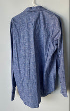 Load image into Gallery viewer, Bugatchi Mens Blue Printed Cotton Long Sleeve Collared Button-Up Shirt Size L