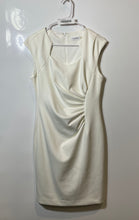 Load image into Gallery viewer, Calvin Klein Womens White Ruched Horseshoe Neck Sheath Dress Size 8