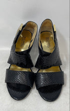 Load image into Gallery viewer, Michael Kors Womens Black Snakeskin Open Toe Strappy Heels Size 7M