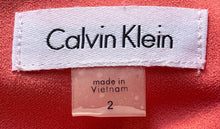 Load image into Gallery viewer, Calvin Klein Womens Orange Sleeveless Back Zip Crew Neck Shift Dress Size 2